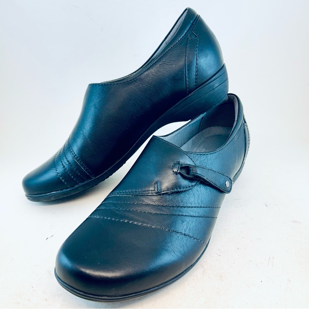 Dansko Black Milled Nappa Franny Adjustable Slip On Loafers EU 39 8.5 9